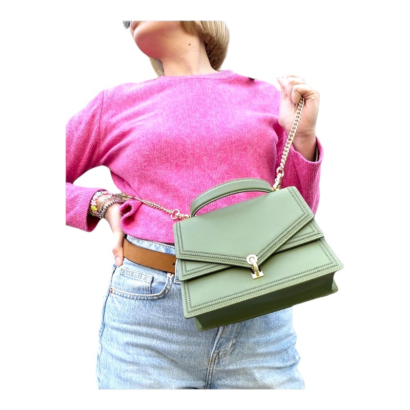 Zelená dámska kožená kabelka AA00111