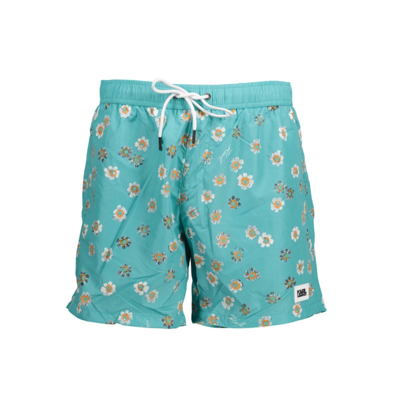 Pánske modré plavky s kvietkami Karl Lagerfeld