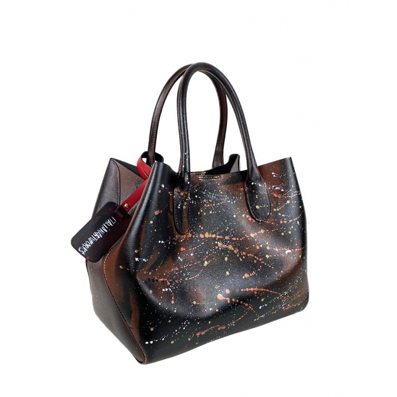 Ručne maľovaná kožená kabelka Valentín AA00121