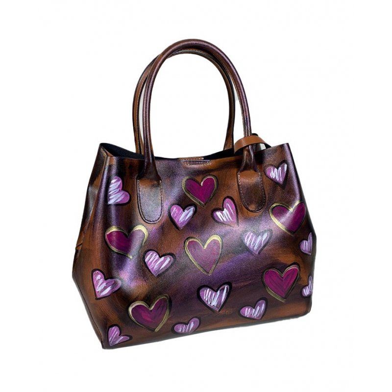 Ručne maľovaná kožená kabelka Valentín AA00124