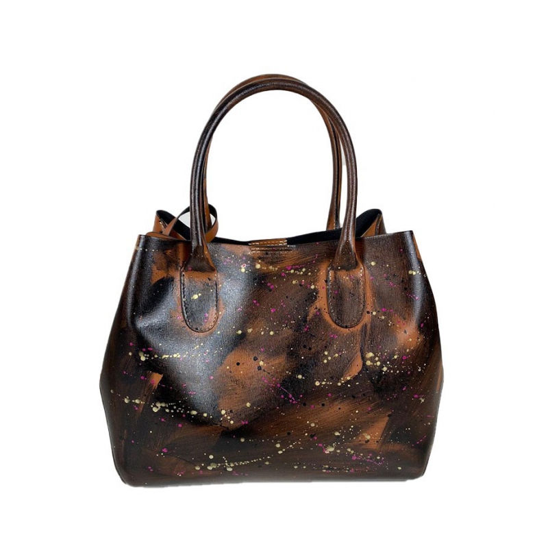 Ručne maľovaná kožená kabelka Valentín AA00124