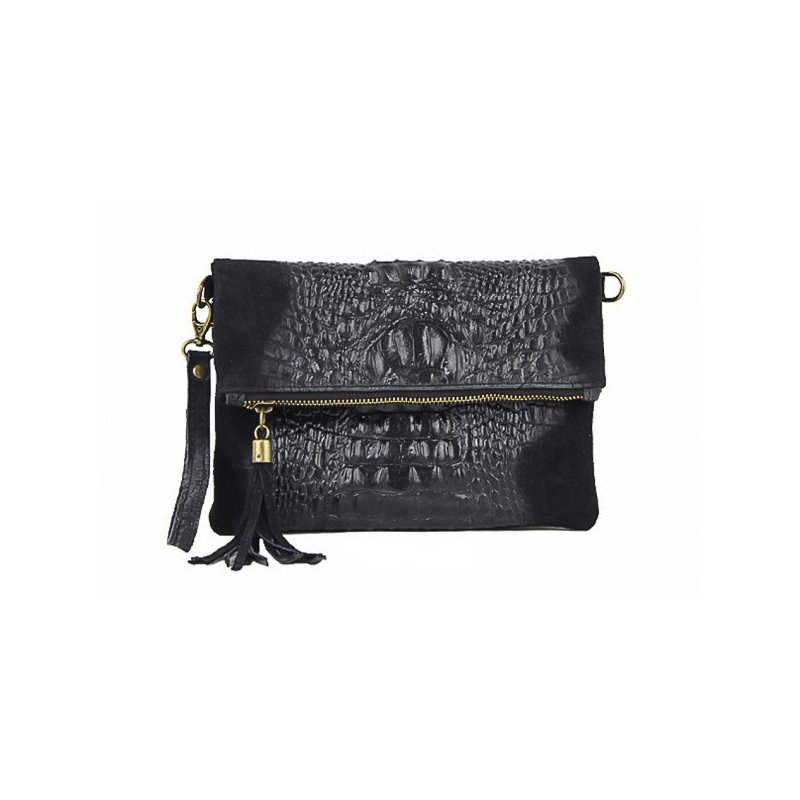 Malá čierna kabelka z brúsenej kože AA00037