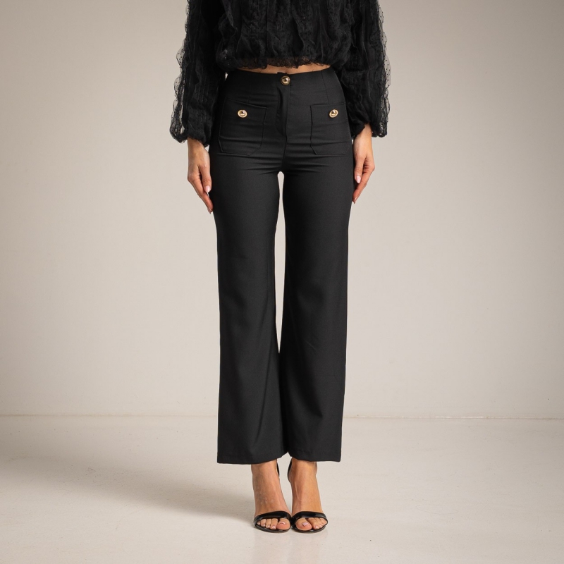 Elegantné dámske čierne nohavice WA14