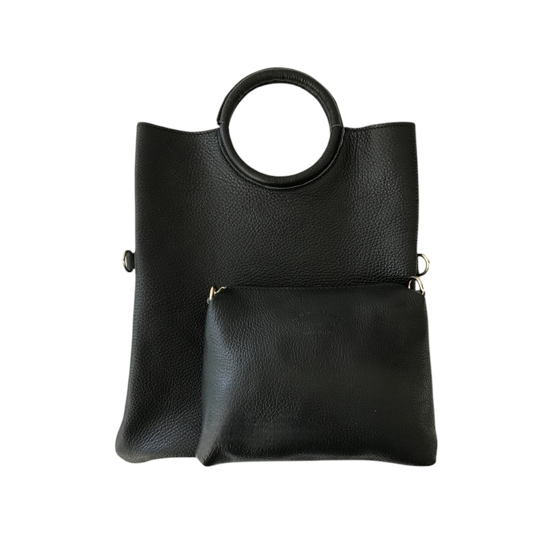 Čierna dámska kožená kabelka AA00331