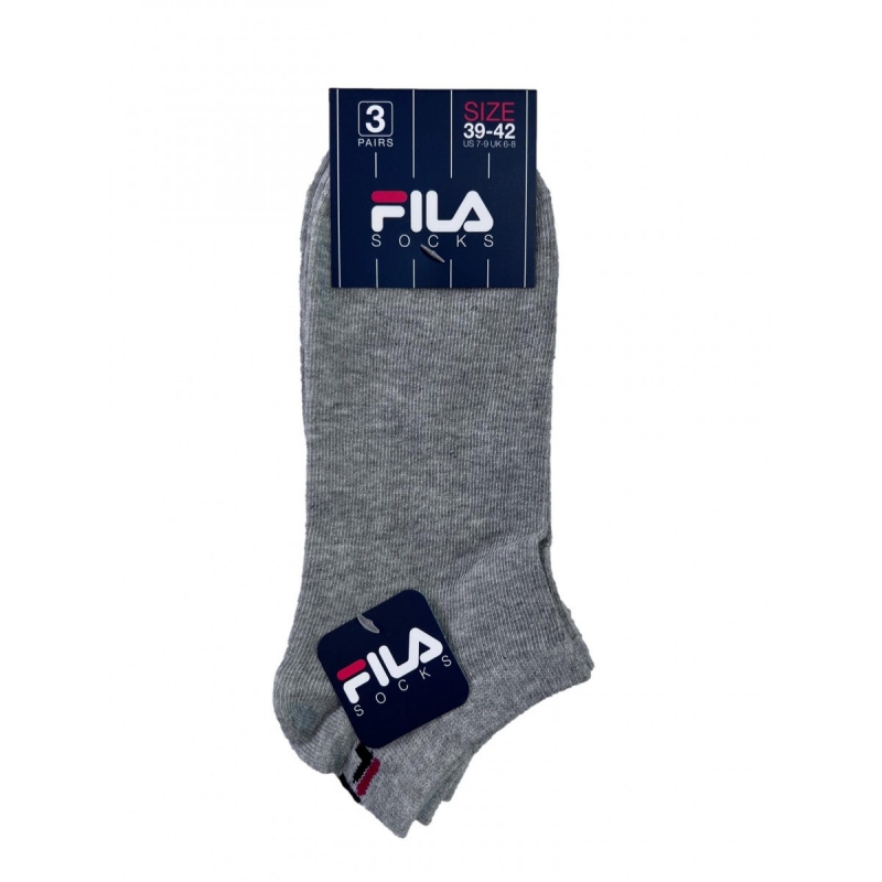 Sivé členkové ponožky Fila 3páry K9100 Grey