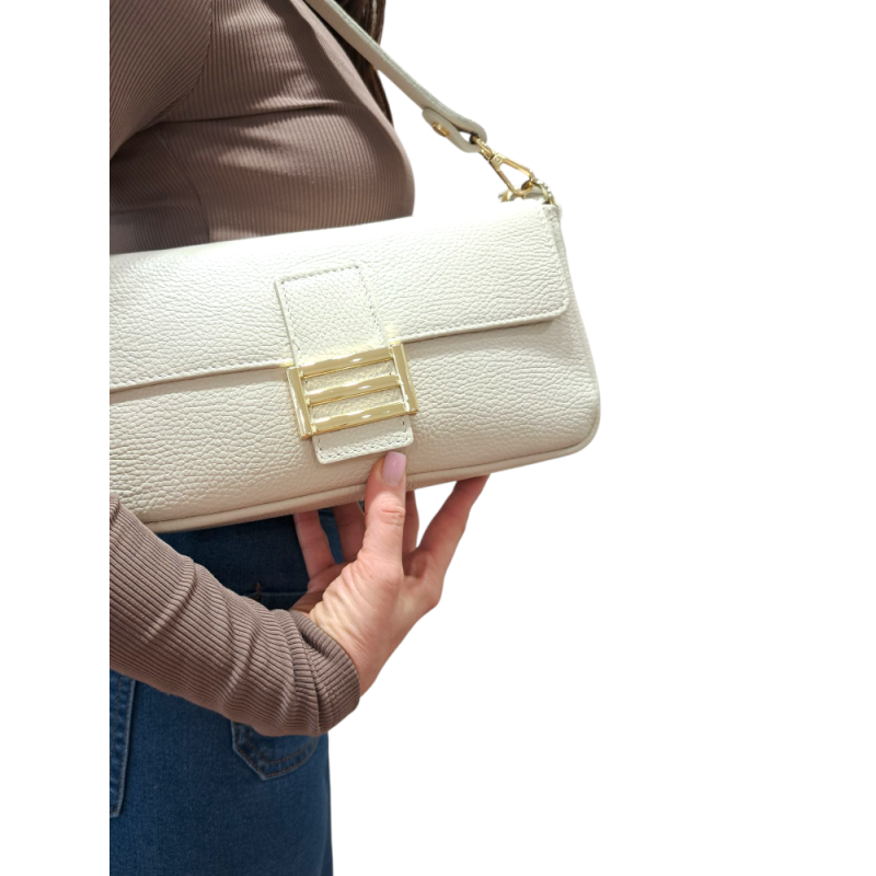 Malá béžová kožená kabelka AA00017