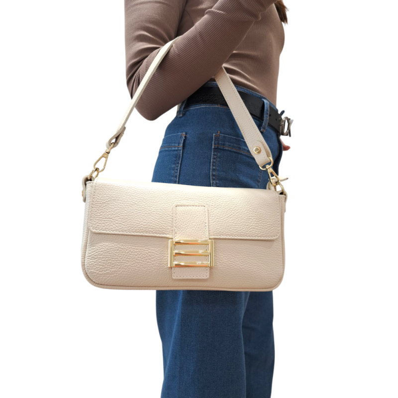 Malá béžová kožená kabelka AA00017