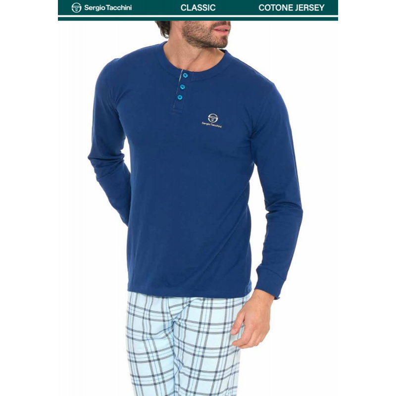 Pánske bavlnené pyžamo Sergio Tacchini PGI 35B12 Blue