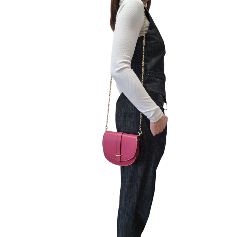 Malá fuksiová kožená kabelka AA00326