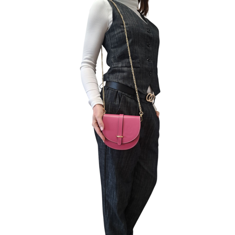 Malá fuksiová kožená kabelka AA00326