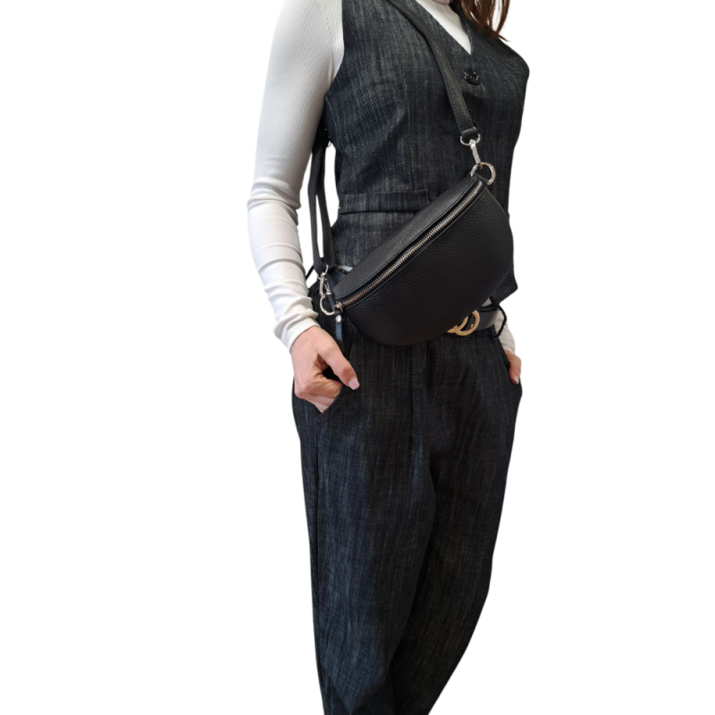 Čierna kožená ľadvinka AA00359