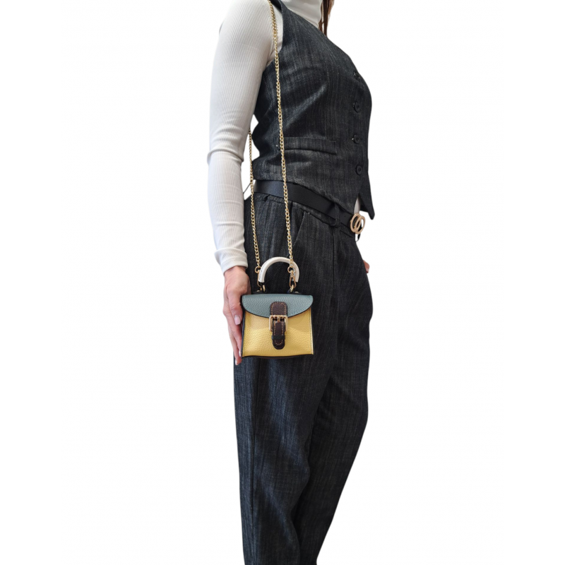 Malá farebná kožená kabelka AA00345