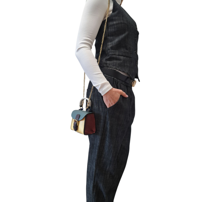 Malá farebná kožená kabelka AA00345