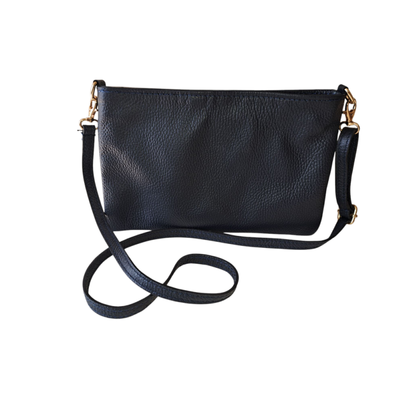 Tmavo modrá kožená kabelka AA00368