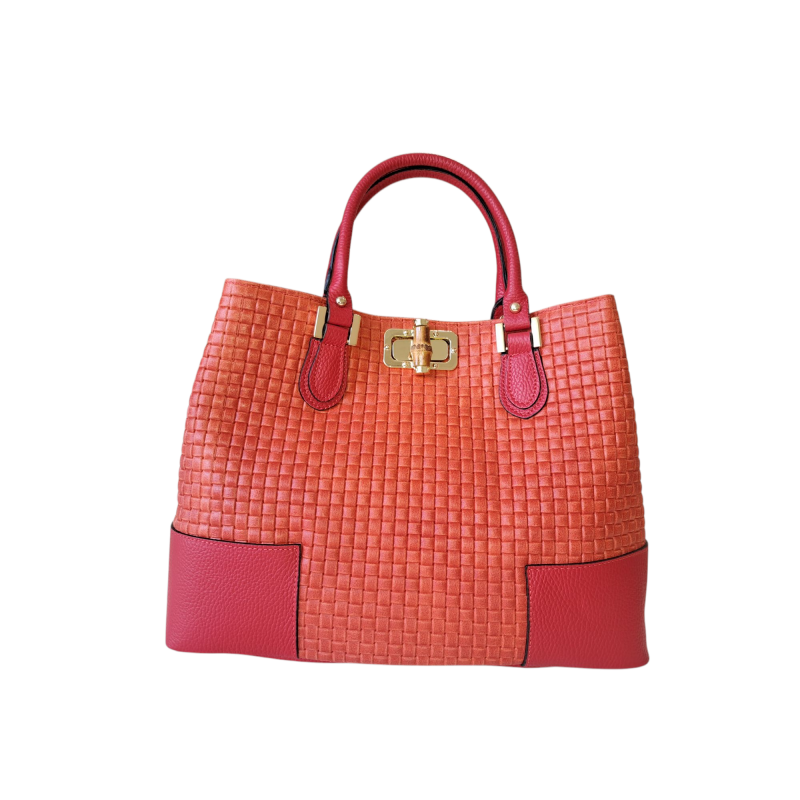 Elegantná dámska červená kožená kabelka AA00020