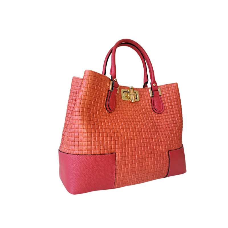 Elegantná dámska červená kožená kabelka AA00020