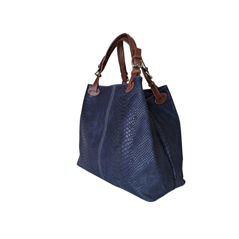 Dámska modrá kožená kabelka AA00318