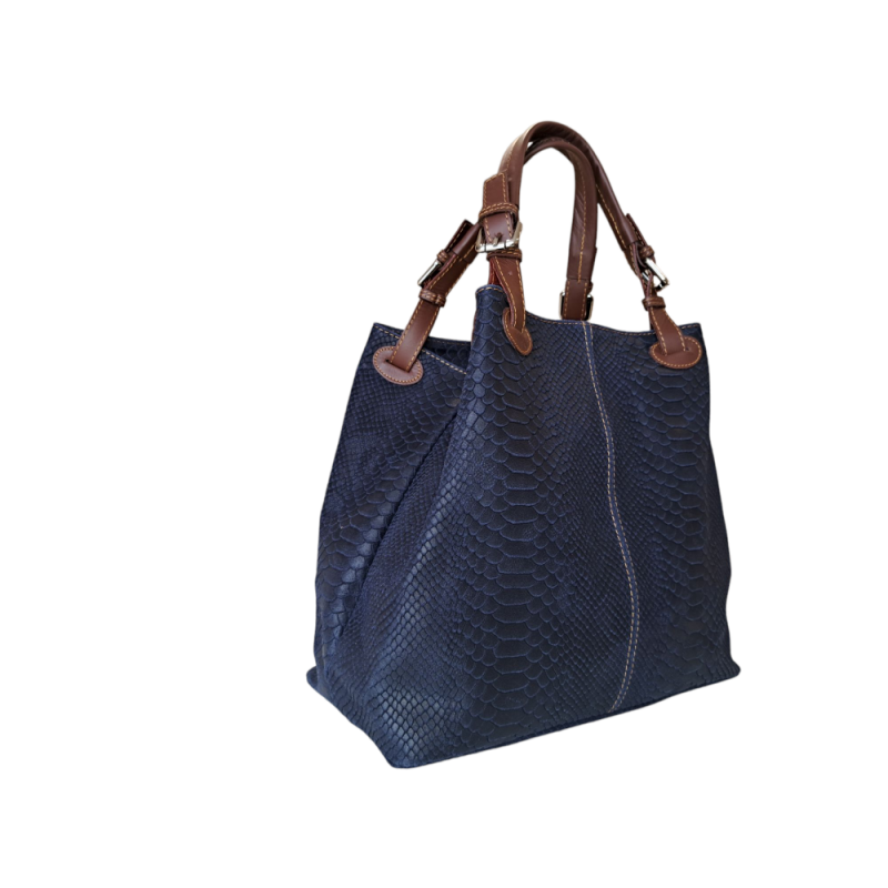 Dámska modrá kožená kabelka AA00318