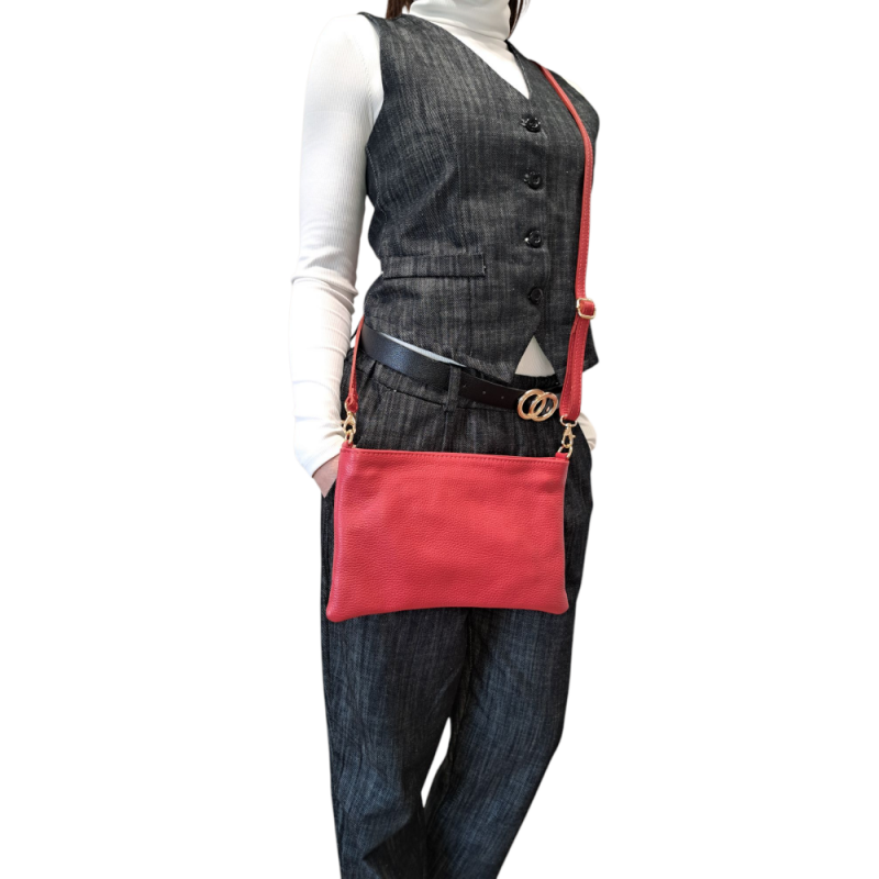 Malá červená kožená kabelka AA00370