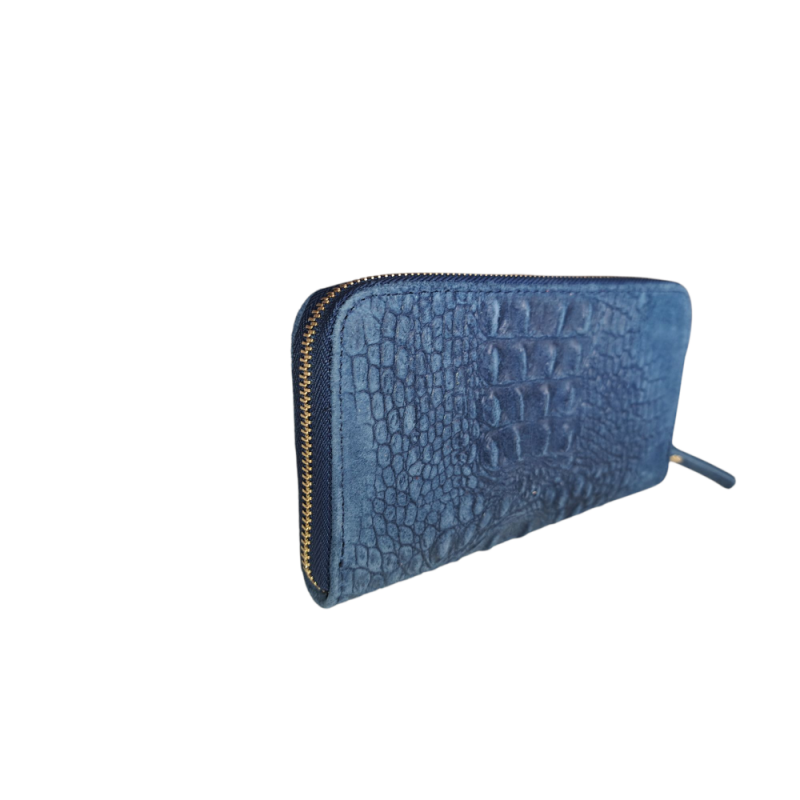 Dámska modrá peňaženka s potlačou krokodíl AA00375