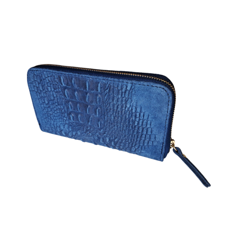 Dámska modrá peňaženka s potlačou krokodíl AA00375