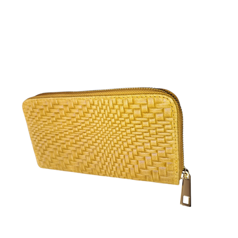 Dámska kožená peňaženka so vzorom pletenia AA00379