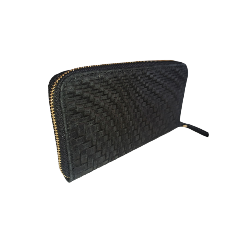 Dámska kožená peňaženka so vzorom pletenia AA00089