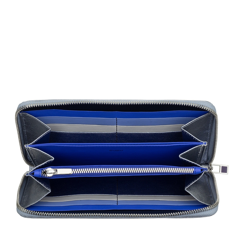 Strieborno - modrá dámska kožená peňaženka DuDu AA00076